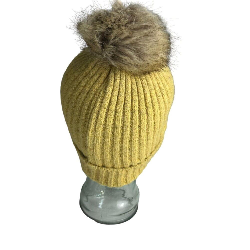 Virginia Wolf NYC Soft Pom Pom Beanie Hat Sunray Sunshine - Picture 3 of 5